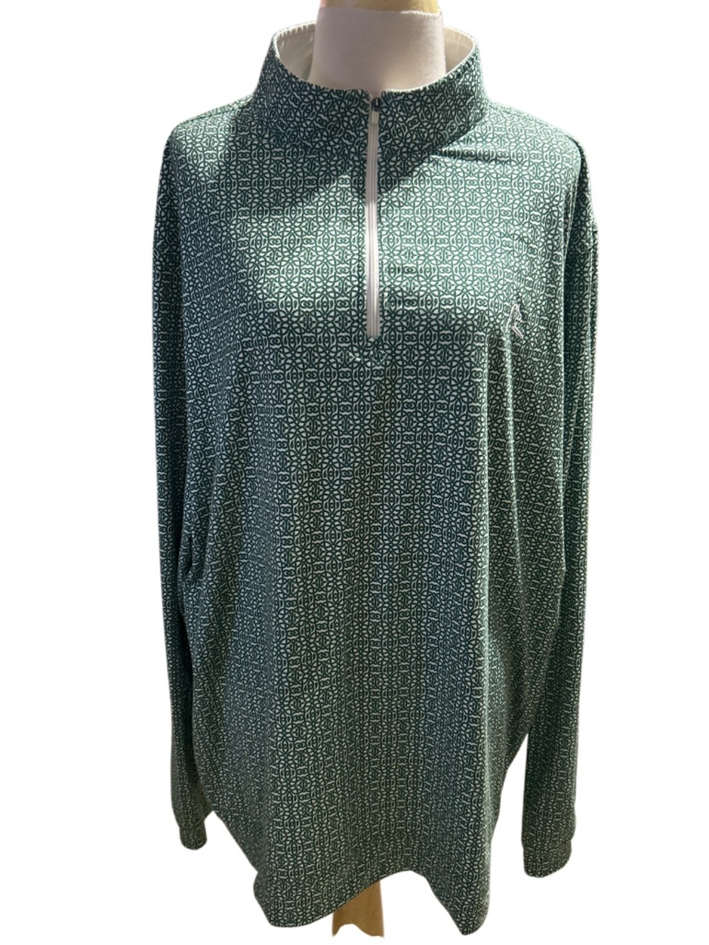 Rhoback Golf Green Geometric Quarter-Zip Pullover Size XXL